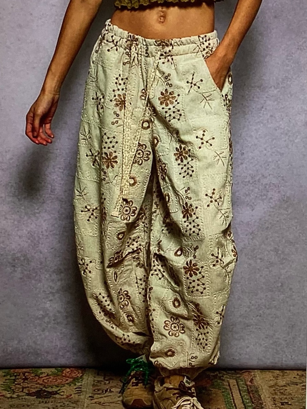 POL Embroidered Wide Leg Jogger Pants